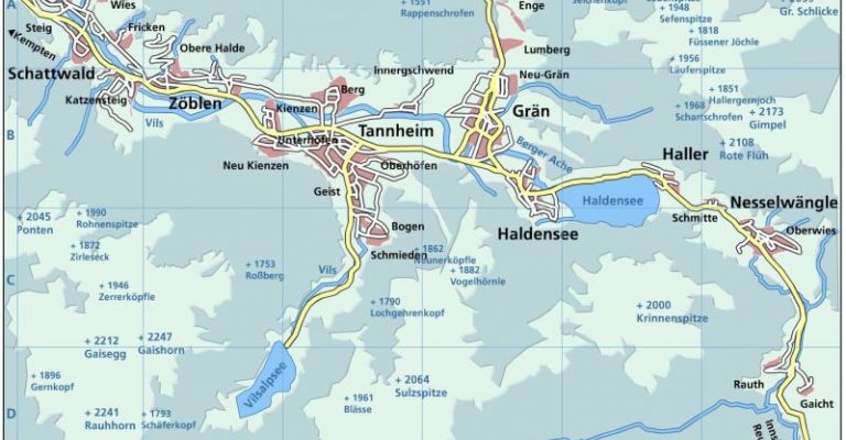 Tannhimer Tal, Tyrol - Overview map